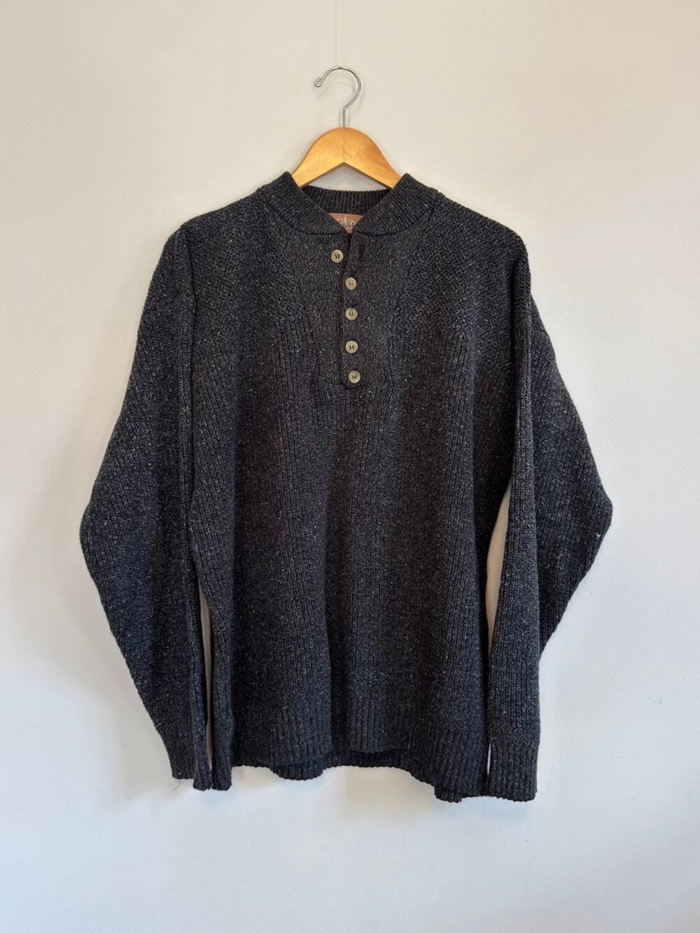Vintage Expedition Outfitters Men's Sweater Size L | Gray Knit 1/4 Button-Up